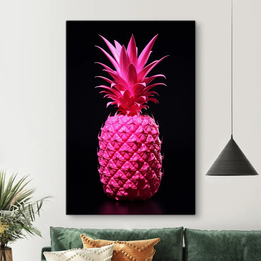 Wandbilder Leuchtend pinkfarbene Ananas in der Auslage s37260