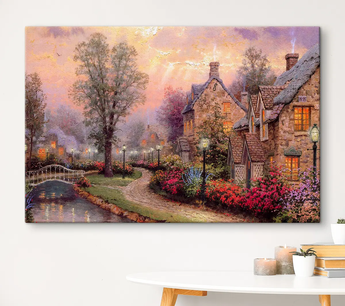 Wandbilder Charmantes Dorf in der Abenddämmerung, ruhige Atmosphäre s19091