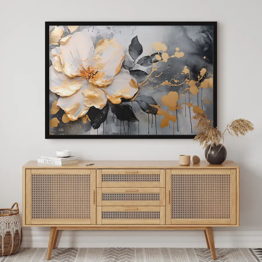 Fototapete Elegantes Blumenmuster mit kontrastierenden Farbtönen f35528