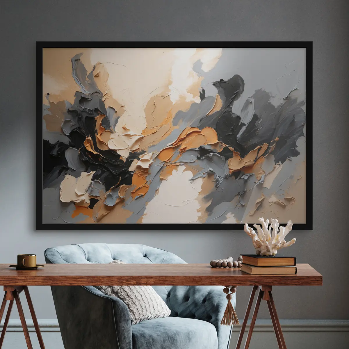 Poster Abstrakte Wellen aus Farbe und Textur f37328