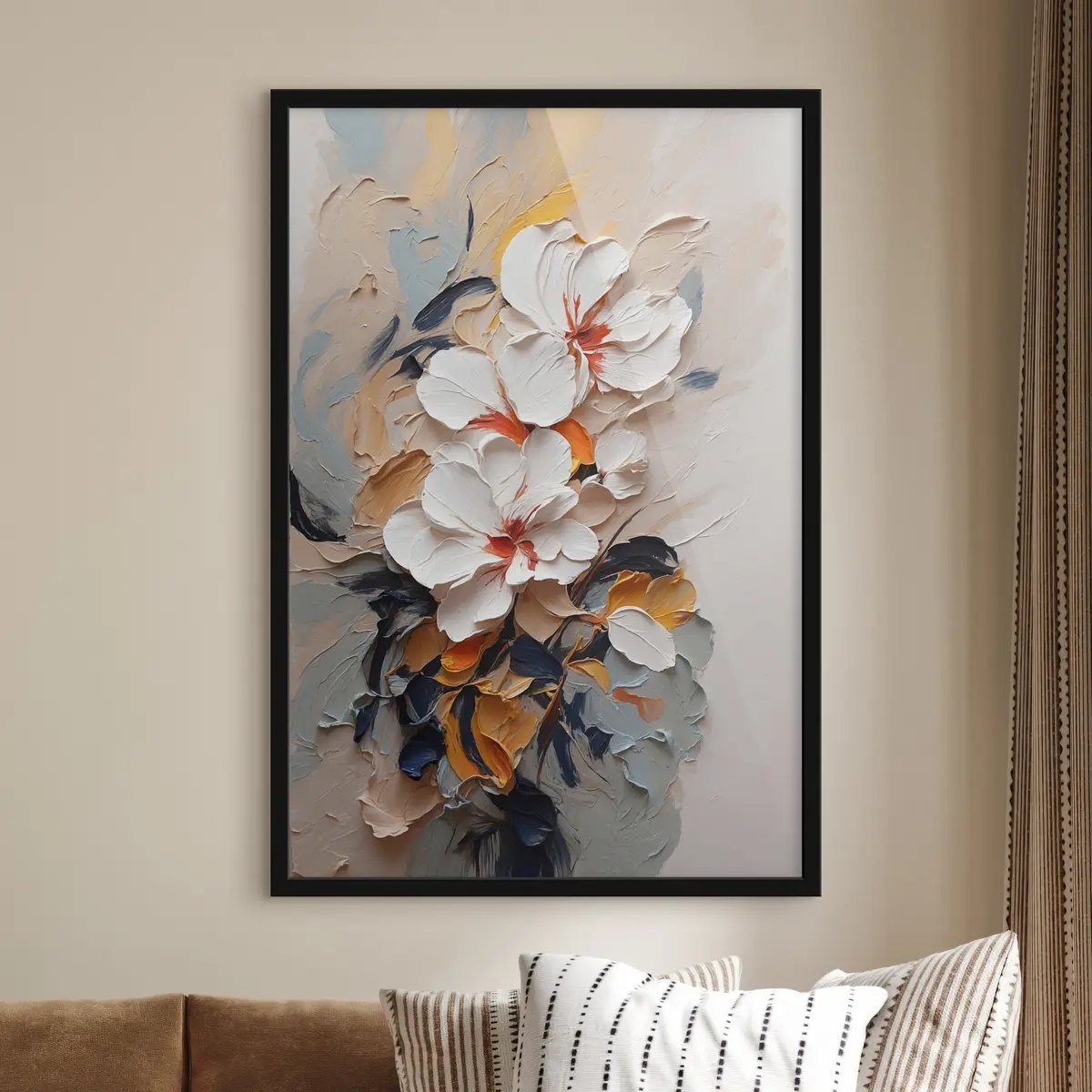 Poster Wunderschöne Blumen in strukturierten Kunstwerken f37330