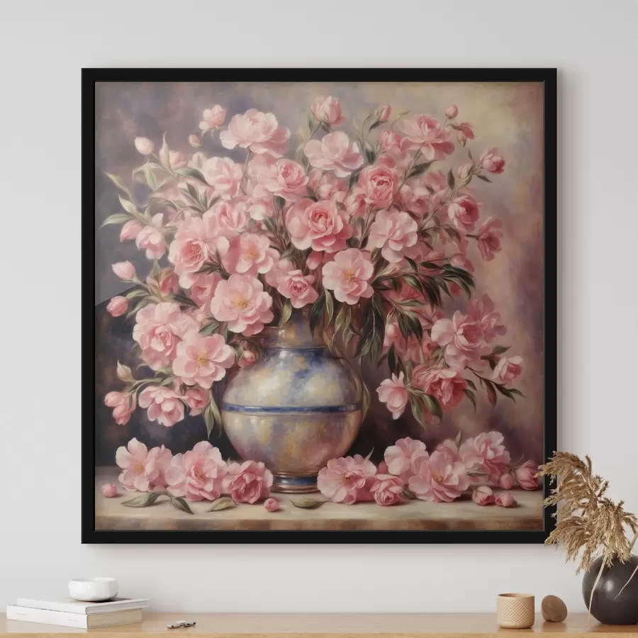 Wandbilder Rosa Blumenstrauß im Stil von Auguste Renoir. f37438