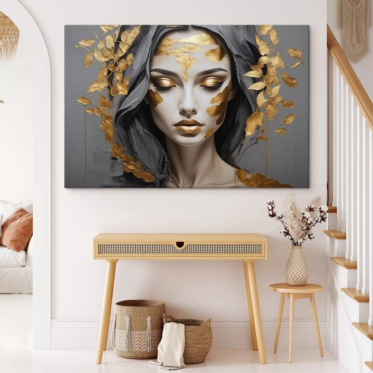 Wandbilder Eine schöne Frau, die mit Farbe beschmiert ist s37326