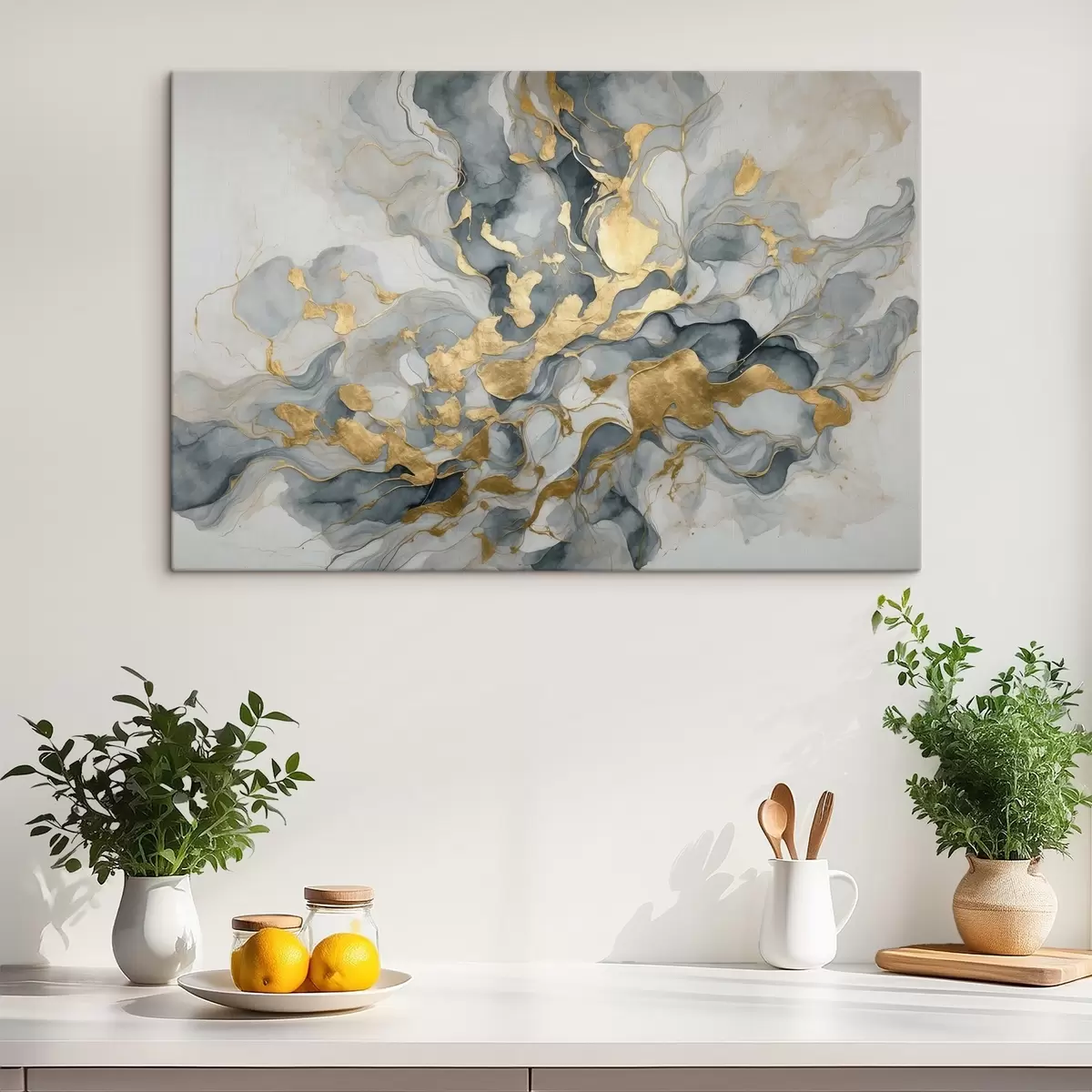 Wandbilder Abstraktion in blauen Aquarellen s37331