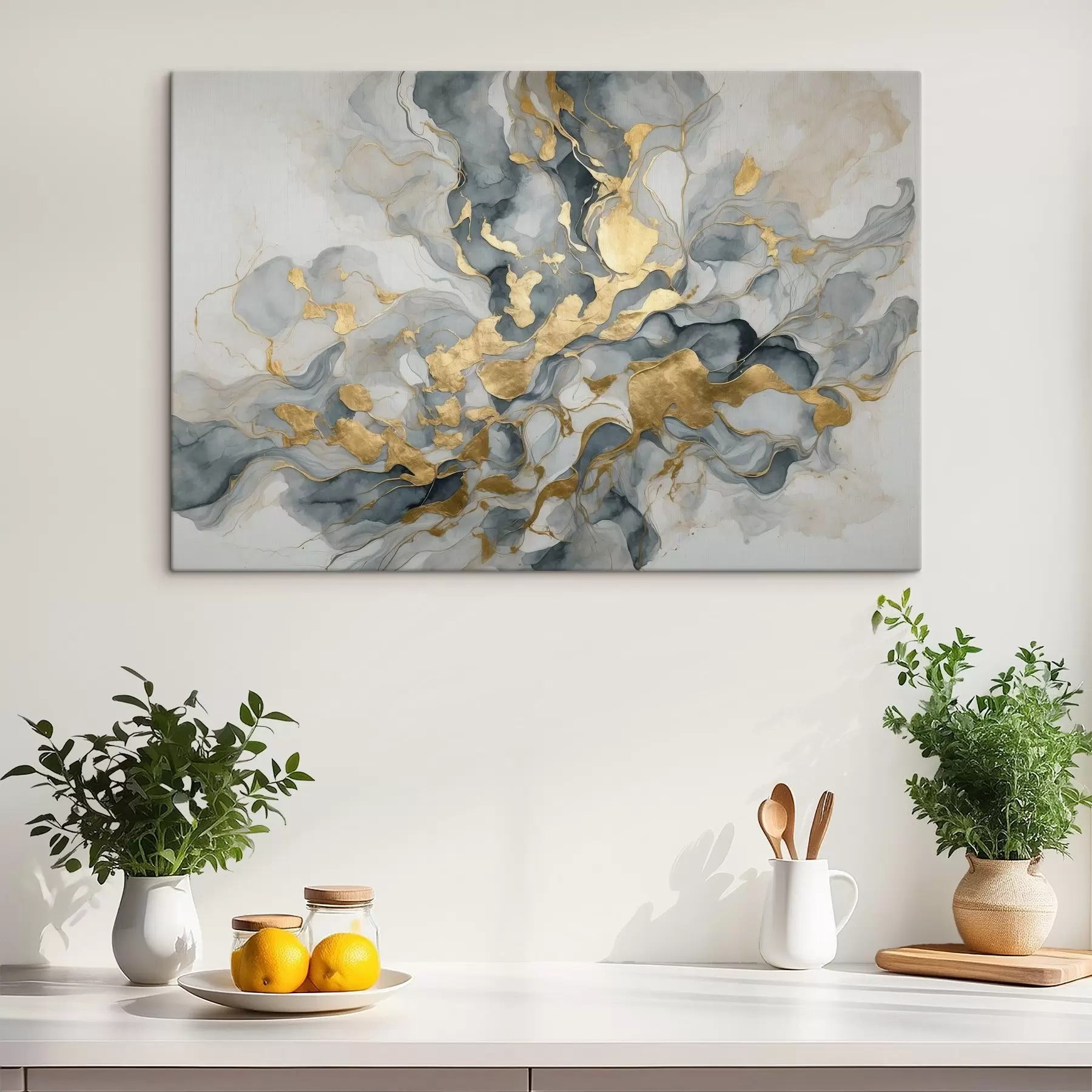 Fototapete Abstraktion in blauen Aquarellen s37331