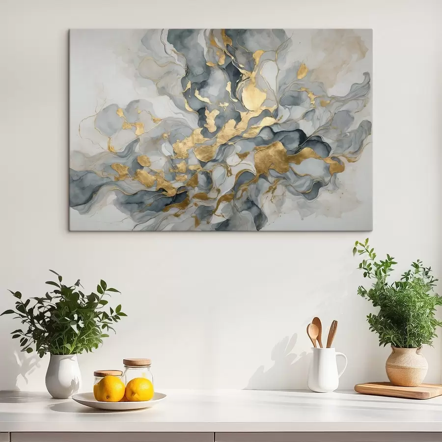 Wandbilder Abstraktion in blauen Aquarellen s37331