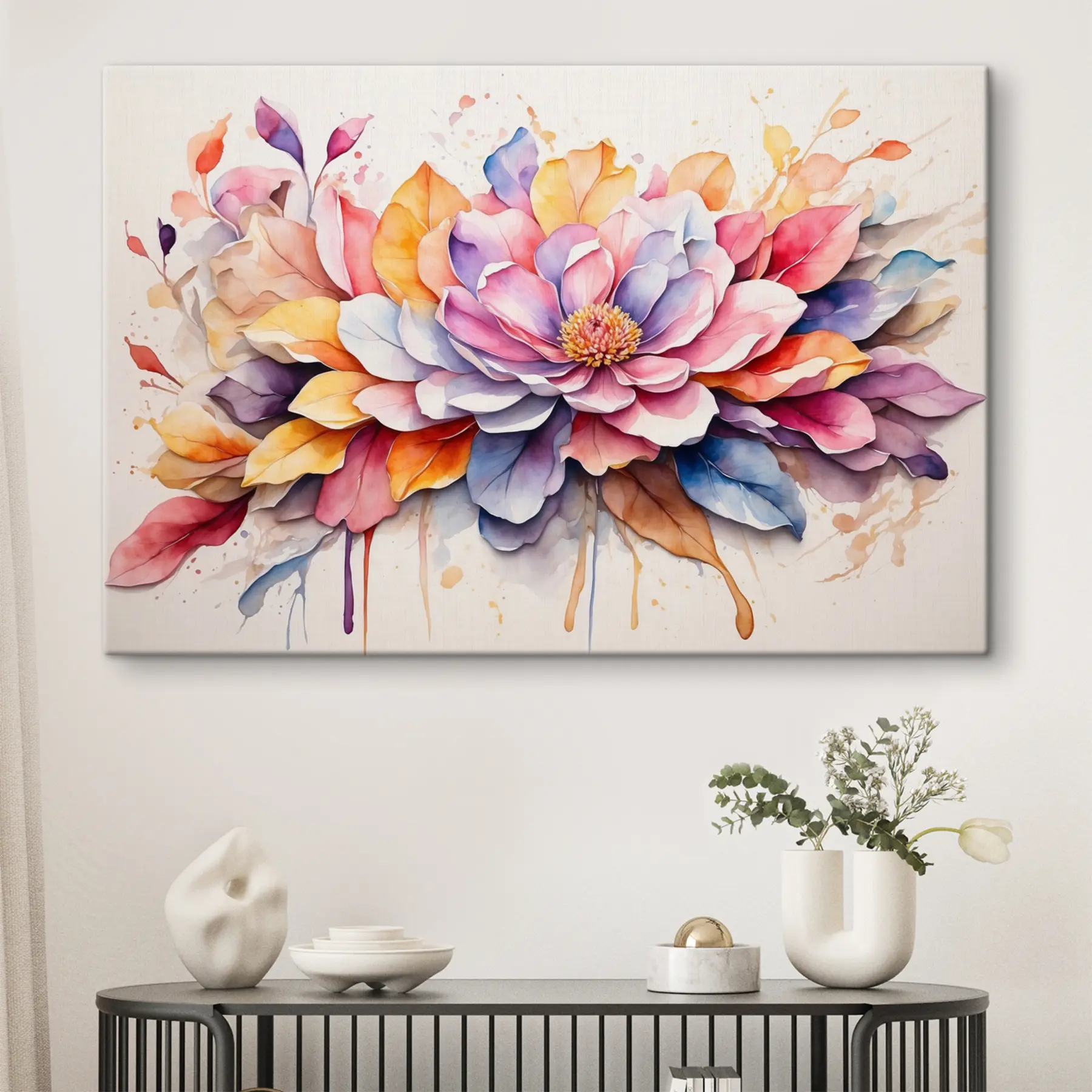 Fototapete Lebendige Blütenblätter in Aquarell-Eleganz s37333