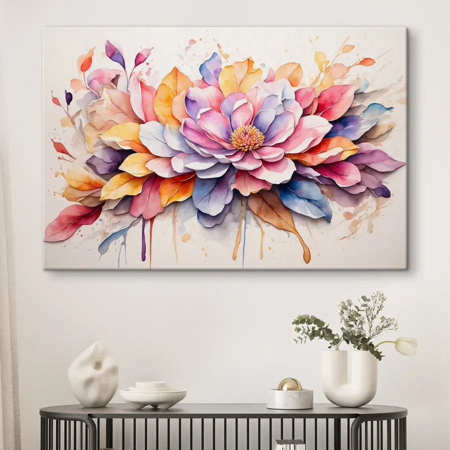 Wandbilder Lebendige Blütenblätter in Aquarell-Eleganz s37333