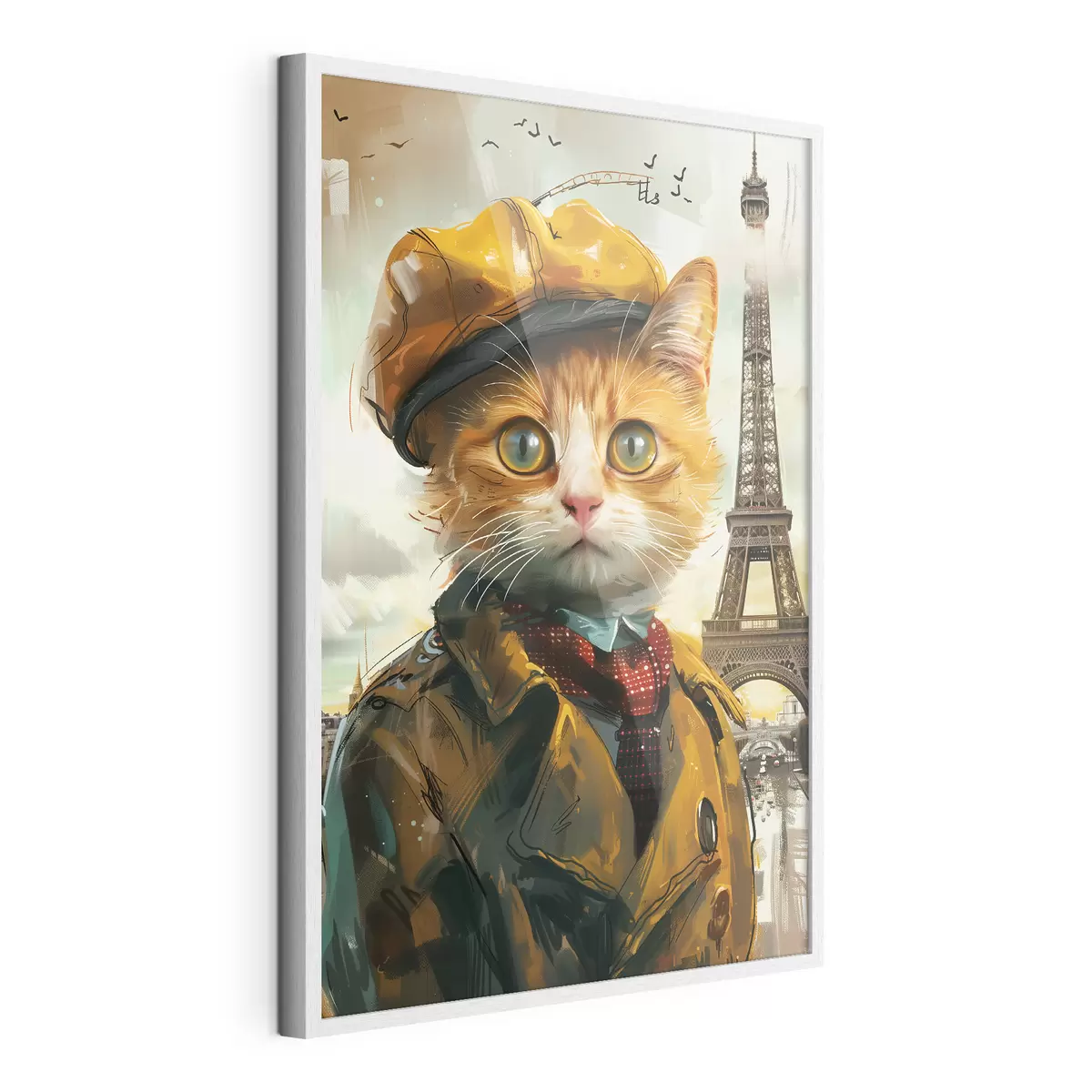 Poster Modische Katze in Pariser Kleidung f37456