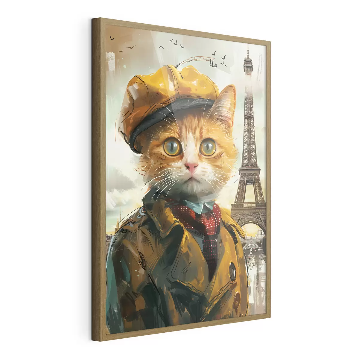 Poster Modische Katze in Pariser Kleidung f37456