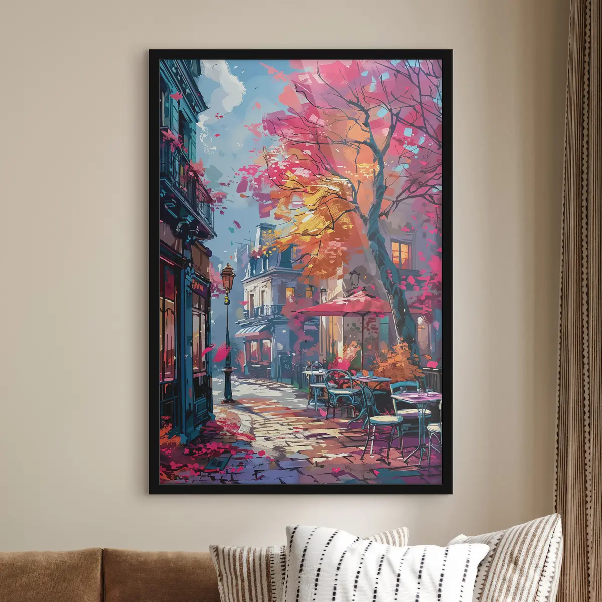 Poster Eine bezaubernde Herbstszene auf der Straße entfaltet sich wunderschön f37459