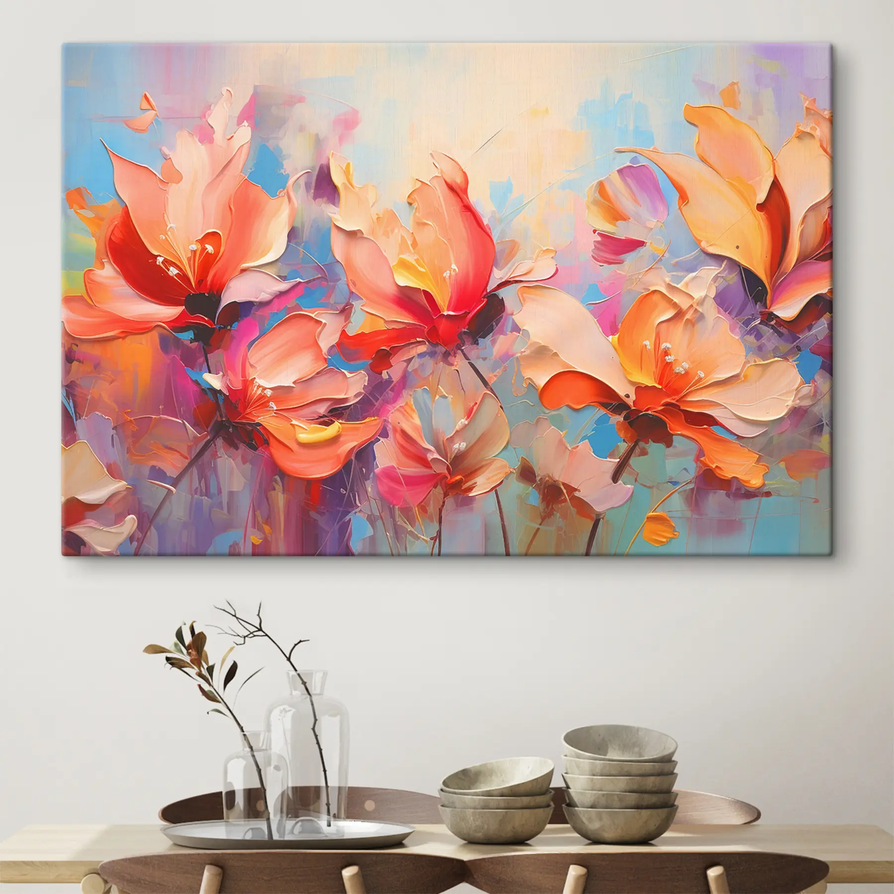 Fototapete Lebendige Blüten in einer farbenfrohen Landschaft s37535