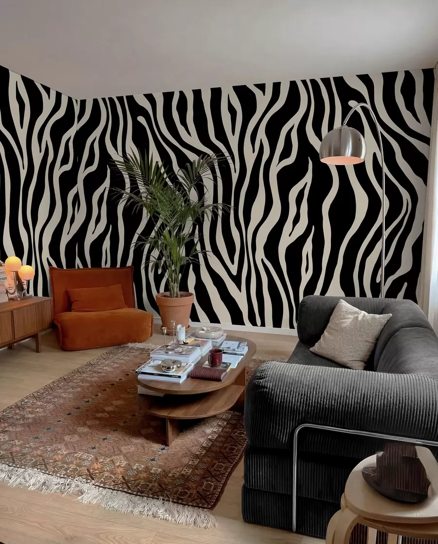 Fototapete Vektor Druck von Zebra Haut in schwarz und weiß Farben u99173v3