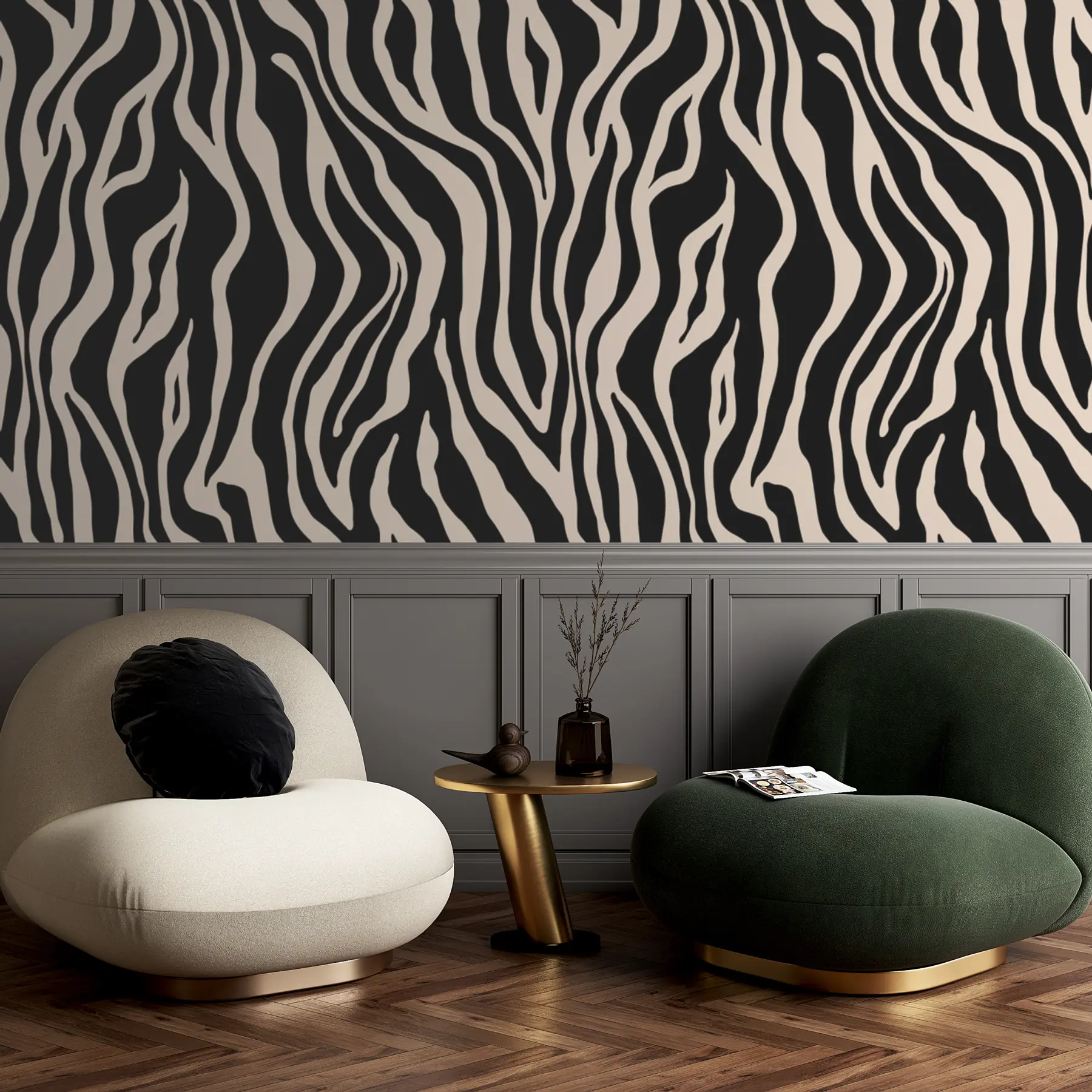 Fototapete Vektor Druck von Zebra Haut in schwarz und weiß Farben u99173v3
