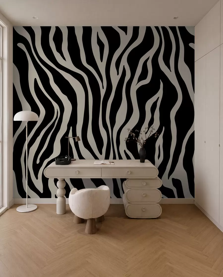 Fototapete Vektor Druck von Zebra Haut in schwarz und weiß Farben u99173v3